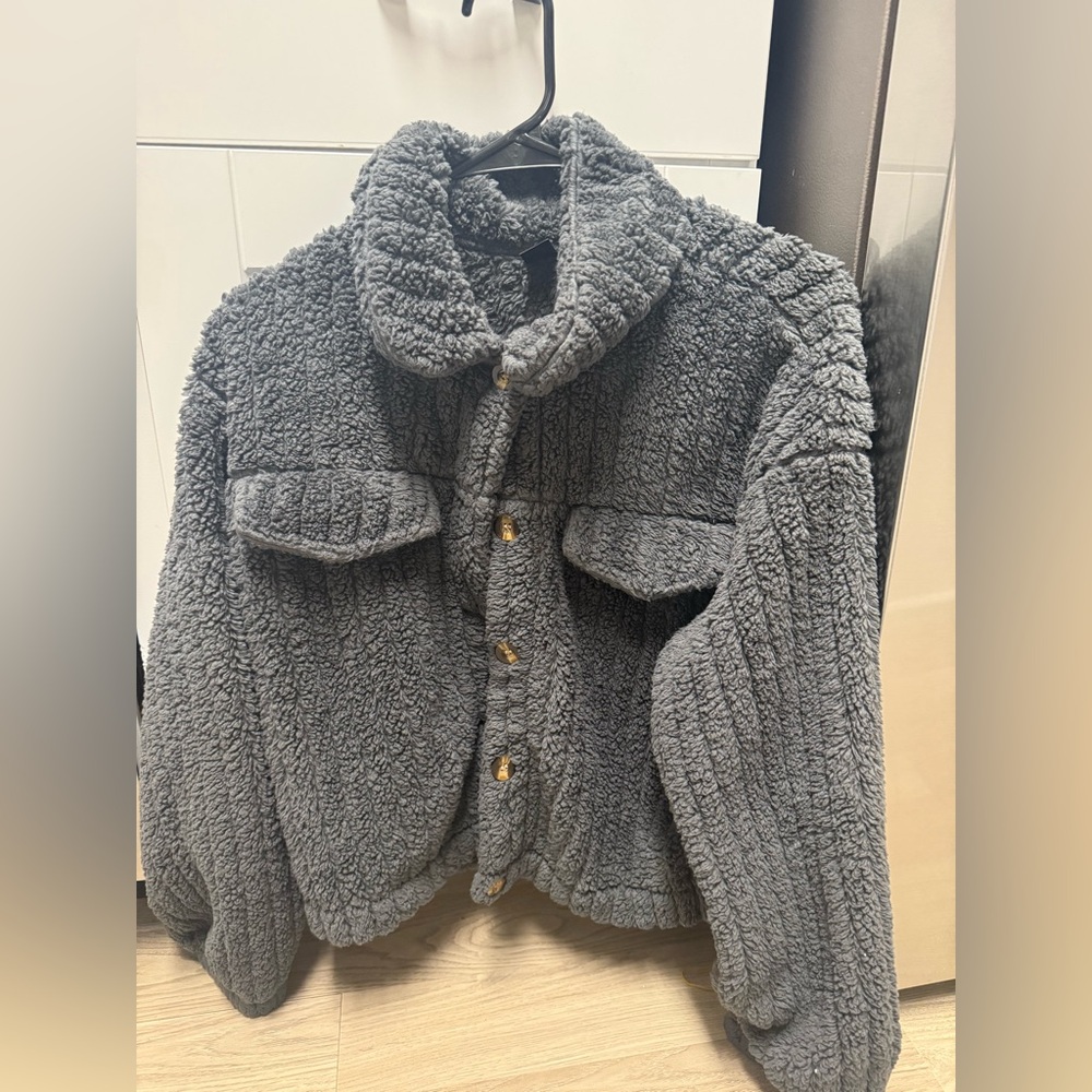 SHEIN Gray Sherpa Jacket
